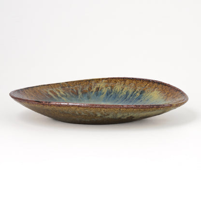 タタラ丸皿 約21cm 二彩 W