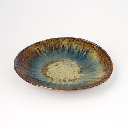 タタラ丸皿 約21cm 二彩 W
