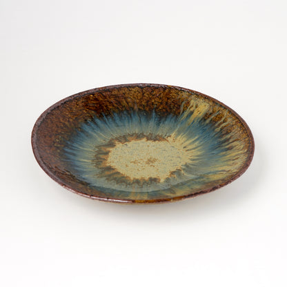 タタラ丸皿 約21cm 二彩 X