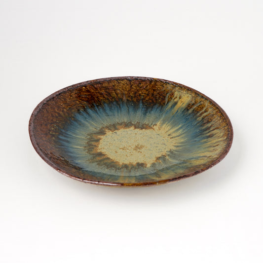 タタラ丸皿 約21cm 二彩 X