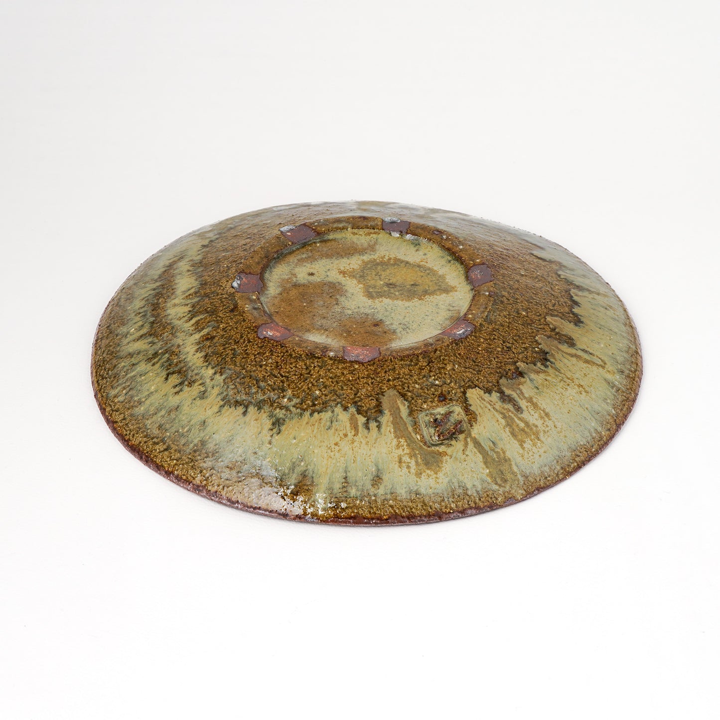 タタラ丸皿 約21cm 二彩 X