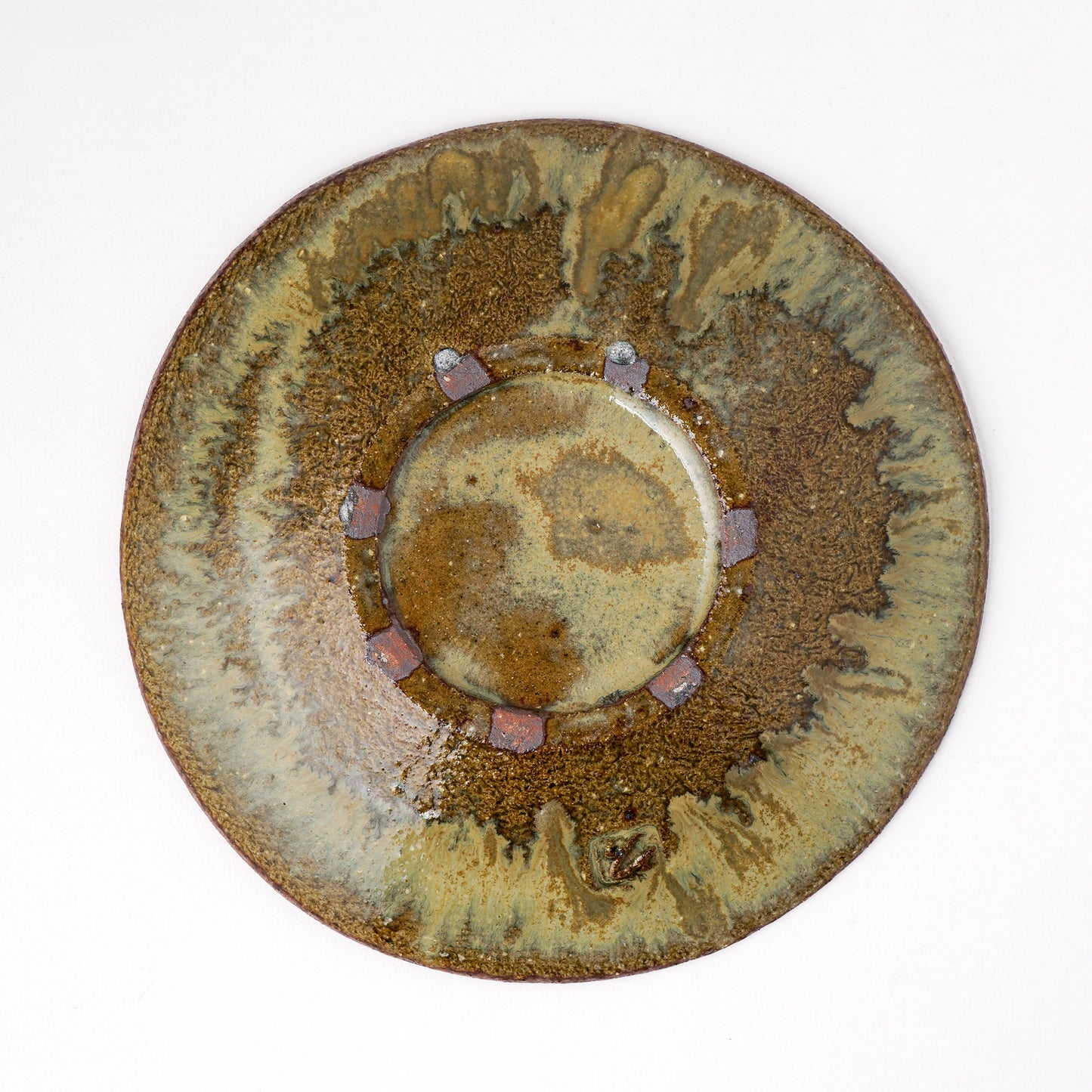 タタラ丸皿 約21cm 二彩 X