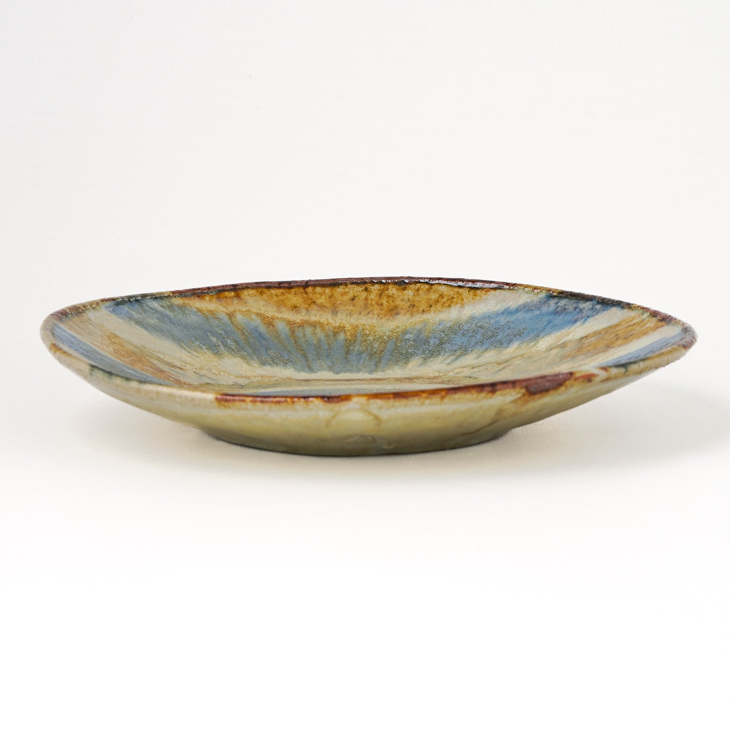 タタラ丸皿 約21cm 二彩 Y