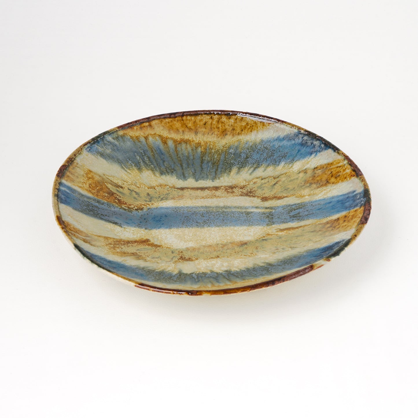 タタラ丸皿 約21cm 二彩 Y