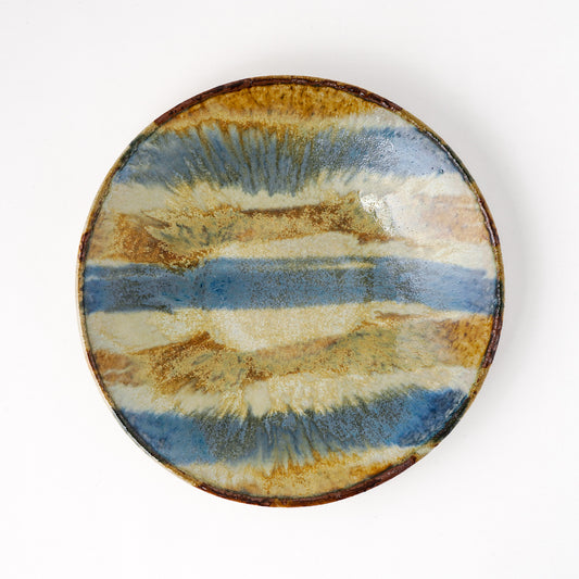 タタラ丸皿 約21cm 二彩 Y